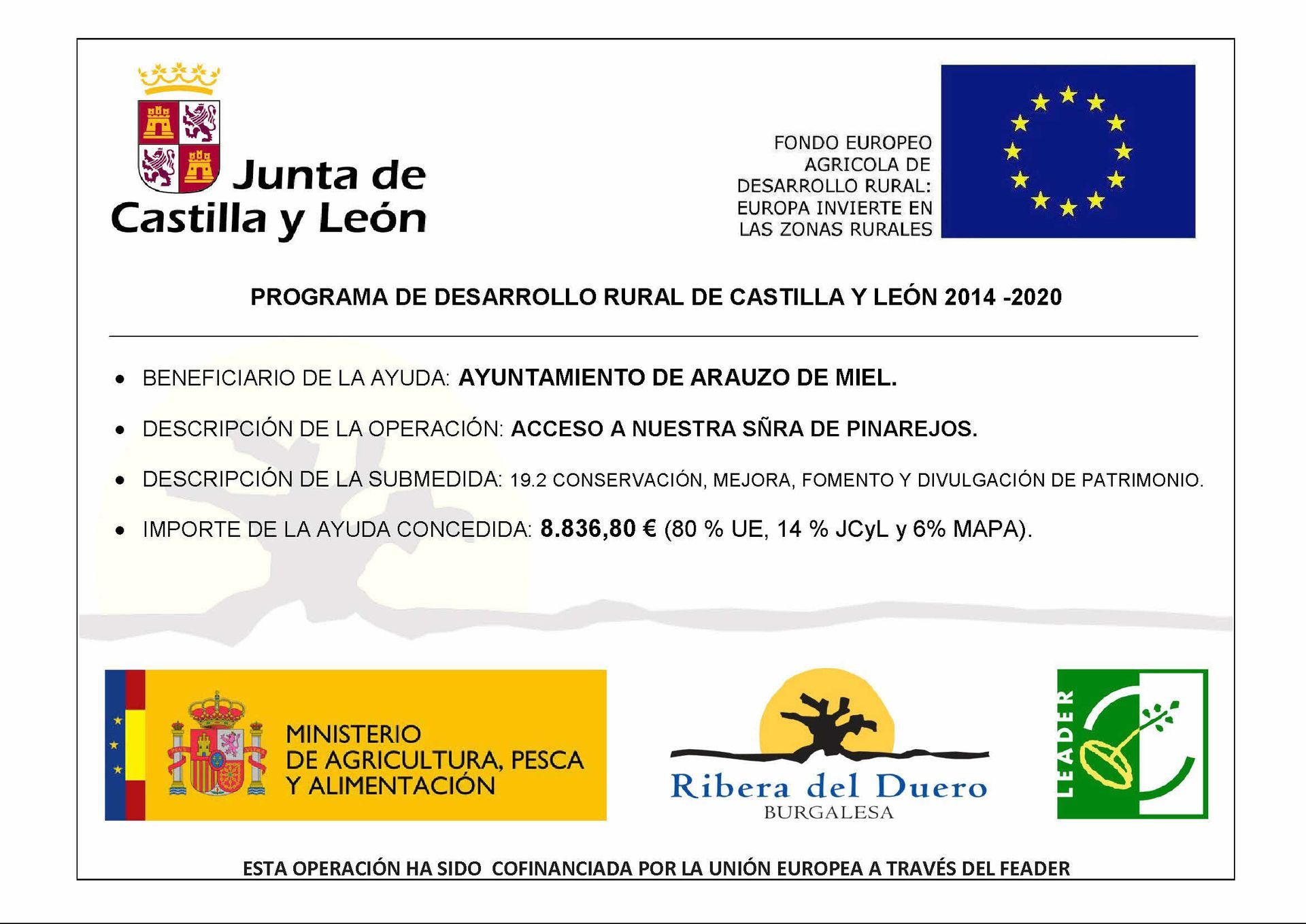 Ayuda LEADER 2014-2020. A.D.R.I. Ribera del Duero Burgalesa:
